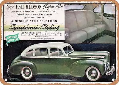 METAL SIGN - 1941 Hudson Super Six Sedan Vintage Ad • $25.46