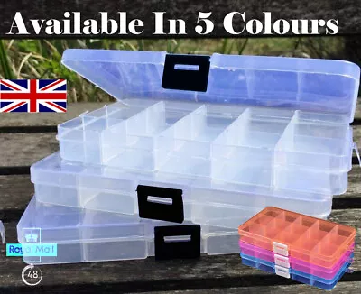 1-12x Transparent 15 Removable Section Compartment Organiser Box Plastic Divider • £4.29