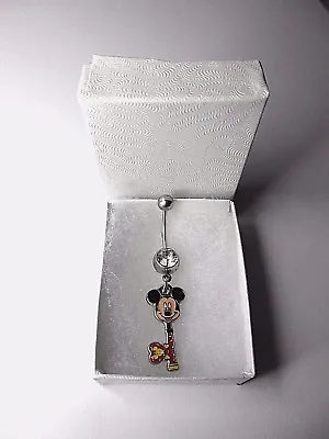 OFFICIAL Double Sided Disney Mickey Mouse Key Pendant Clear Crystal Belly Bar  • £18.95