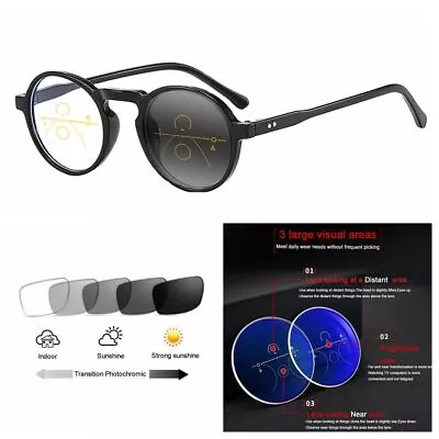 Multifocal Progressive  Men Women Retro Rivet Photochromic Reading Glass +1.0~+3 • $23.99