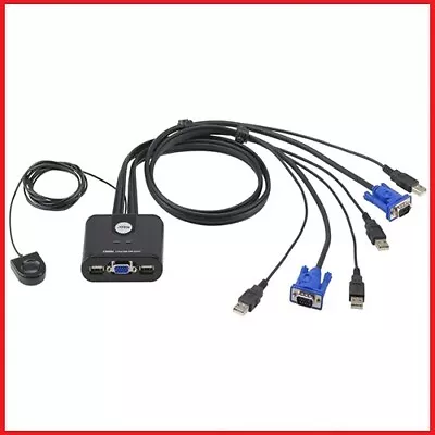 Aten USB KVM Switch 2 Port With Port Selector And VGA Cable Included - CS22U • £10.85