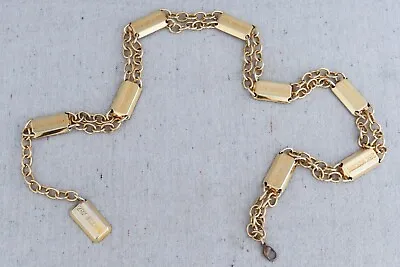 Vintage 1980s 1990s Moschino Redwall 28k Gold Bar Adjustable Chain Belt Necklace • $149.99