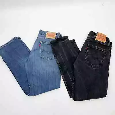 Levi's 514 Slim Straight Leg Mens Jeans Lot Of 2 Black Blue 30 X 30 • $24.99