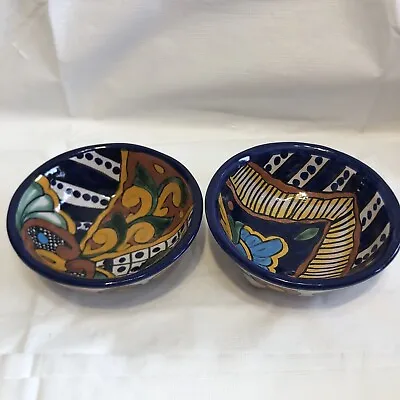 Set Of 2 Mexican Folk Art Salsa Bowls • $16