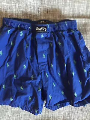 RALPH LAUREN Men's Small 28  30  Vintage Blue Button Fly Jock Boxer Shorts • $12.50