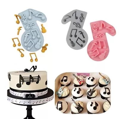 Musical Notes Silicone Mould Resin Mould Chocolate Icing Cake Decor Baking Tool • £4.59