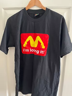 I'M LOVING IT! Mcdonalds Style Heavy Cotton T-shirt Medium Black Gift Present • £14.99
