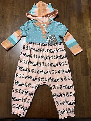 NEW NWT Matilda Jane Baby Hooded Romper Halloween Cat Print Size 6-12 Months • $33.95