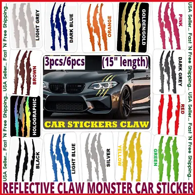CLAW Auto REFLECTIVE CAR HEADLIGHT MONSTER STICKERS Scratch Stripe Vinyl Decals • $9.95