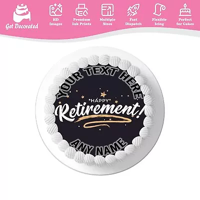 Nice Happy Retirement Personalised Cake Icing Topper Edible Cupcake Decoration • £9.99