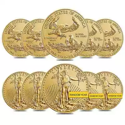 Lot Of 10 - 1 Oz Gold American Eagle $50 Coin BU (Random Year) • $24836.73