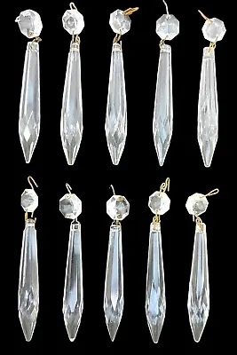 Vintage Large 3” Icicle Chandelier Glass Prisms With Beads Lot Of 10 • $9.99