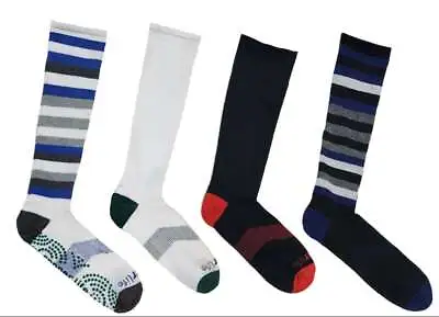 TOMMIE COPPER Men's 4 Pair  Multicolored Compression OTC Socks Large • $19.95