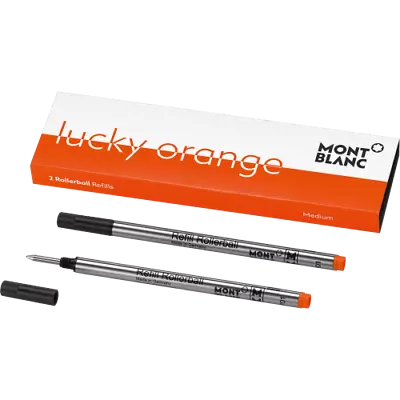 Montblanc Lucky Orange  Rollerball Pen Med Pt New In Box 115978   2 Refills • $31.75