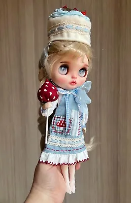 Blythe Doll Clothes -- Blue & White Cream Cake Theme Girls Costume Set (OOAK) • $64.21