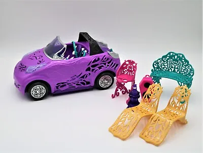 Monster High Scaris City Of Frights Purple Doll Car Convertible  W/ Chairs • $16.90