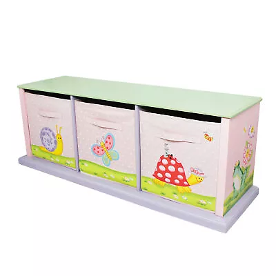 Fantasy Fields Magic Garden Kids Wooden Storage Canvas Drawers Toy Box TD-0132A • £150.99