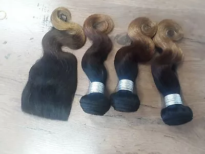 3tones Ombre Brazilian Virgin Human Hair Body Wave 1b/4/30# 14+14+14&14 Closure  • £209