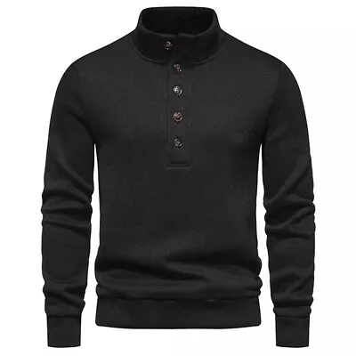 Jumper British Men's Turtleneck Pullover Sweater Casual Button-Down Stand Collar • $33.87