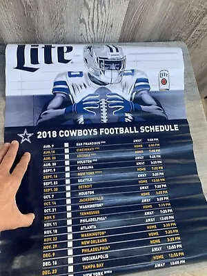 DALLAS COWBOYS NFL 2018 SCHEDULE POSTER MILLER LITE BEER NFL 24x18 Inches • $23.99