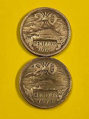 Mexico   1969 - 1970  20 Centavos Pyramid Free Shipping • $3.80