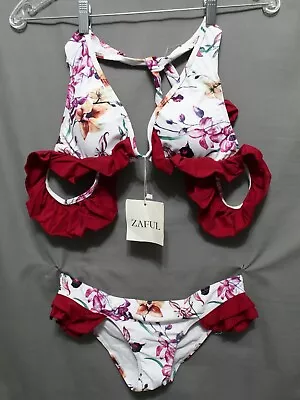 ZAFUL Womens Stretch 82% Polyamide 18% Elasthane Multi 2 Piece Bikini SZ M 6 NEW • $14.85