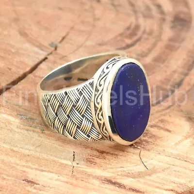 925 Sterling Silver Pretty Lapis Lazuli Gemstone Handmade Jewelry Ring All Size • $35.99
