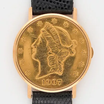 $1850 • Buy Schochet Liberty $20 Twenty Dollar Mechanical 18K & 22K Gold Coin Watch 35mm