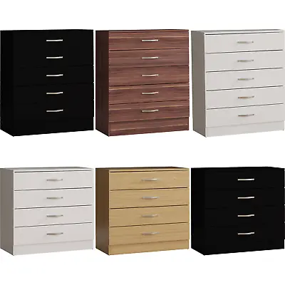 £54.99 • Buy Riano Chest Of Drawers Wooden Bedroom Furniture Storage Bedside Table 4 5 Drawer