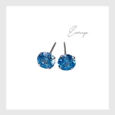 $11.50 • Buy 925 Silver Earrings Ear Studs Earrings Zodiac Women Men Gemstone 12 Birthstones