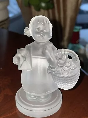 Hummel Goebel Frosted Glass Figurine Girl With Basket And Letter Signed • $15.95