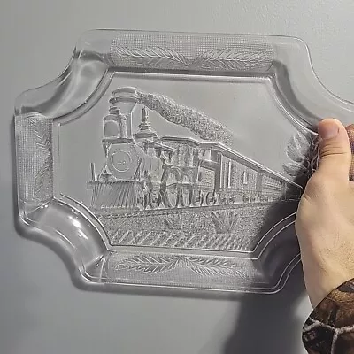 Canton Glass Plate Platter Railroad Train Bread Server  1882 EAPG • $30