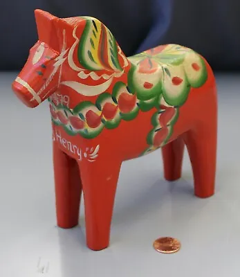 03/16.  Vintage Swedish Nils Olsson 6 1/2  Long Wooden Dala Horse Henry 1979 • $24.95