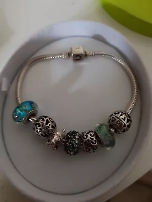 CHAMILIA Sterling Silver Charm Bracelet  7 With Charms.  • £30