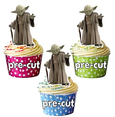 Yoda Star Wars Themed Precut Edible Cupcake Toppers Cake Decorations  • £3.75