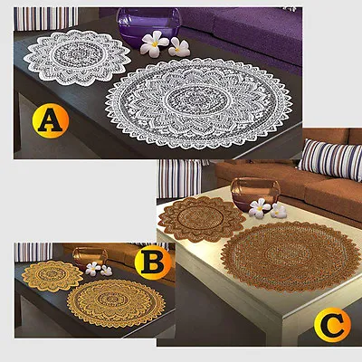 £5.35 • Buy SINGLE Doilie Doily Table Centre Mat Lace White Brown Or Antique Gold Round