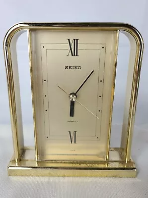 Vintage Seiko Quartz Desk Mantel Clock Japan Gold Tone Face QQZ163G • $31.96