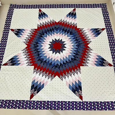 $34.99 • Buy Texas Lone Star Handmade Machine Pieced Cotton Queen Patchwork Quilt Top/topper