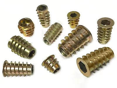 M4 M5 M6 M8 M10 Threaded Hex Drive Fixing Type D Or E Wood Insert Furniture Nuts • £2.69