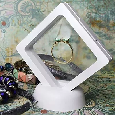£3.35 • Buy 3D Clear Floating Display Frame Coin/Jewellery Shadow Acrylic Box 7*7*2 & Stand
