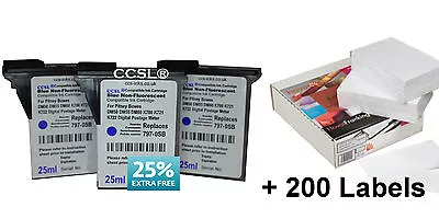 £20.90 • Buy 3 Pack Pitney Bowes Blue Compatible Ink Cartridge DM50 K700 Series + 200 Labels