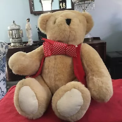 Vermont Teddy Bear 14”Jointed Red Vest White Collar Bow Tie 1984 With Tags • $12.50