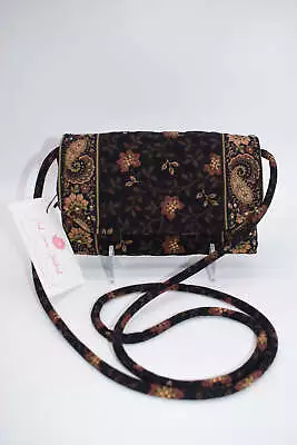 Vera Bradley Strap Wallet / Crossbody In  Black Walnut -1999  Pattern • $26.18