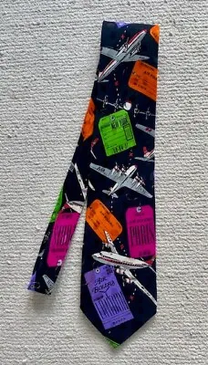 Nicole Miller Vintage Tie - 90's - 100% Silk - Air Travel • $7