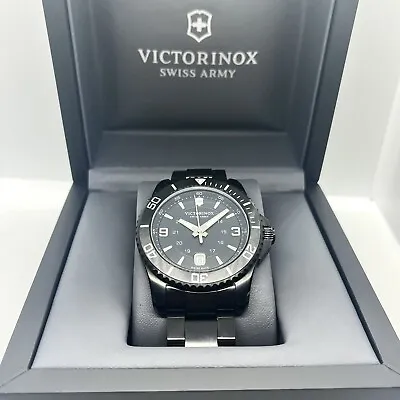 Victorinox Swiss Army Men’s Maverick All Black Sapphire Steel 43mm Watch 241798 • $400