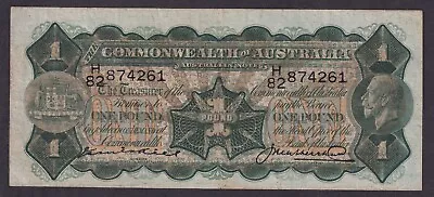 R25 One Pound Kell/Heathershaw VF Australia 1927 £1 Pre-decimal Note CV $1450 • $850