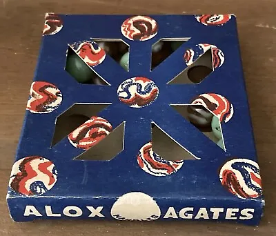 Vintage Nos Tit Tat Toe Three In A Row Alox Agate Marbles Game In Original Box!! • $15
