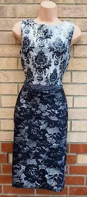 Dolly & Danny's Black White Grey Paisley Floral Sleeveless Bodycon Dress 12 M • £12.99