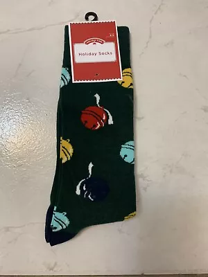 New Men Holiday Green Christmas Bells Socks (6-12) • $5.99