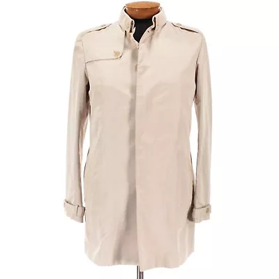 Hettabretz NWT Silk Jacket Size 50 (~ M US) In Solid Beige W/ Ostrich Details • $2500